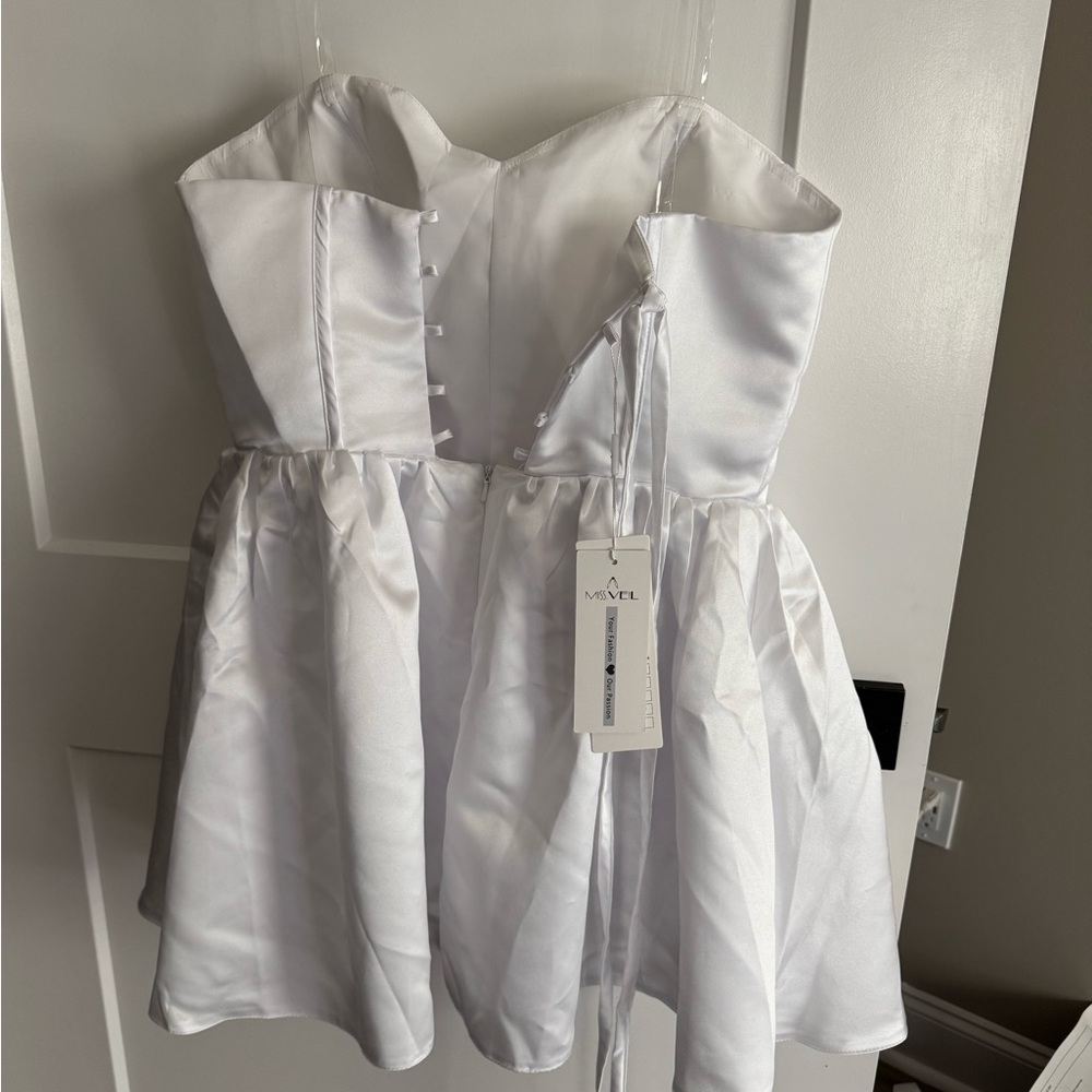 Miss veil new with tags white corset back strapless dress